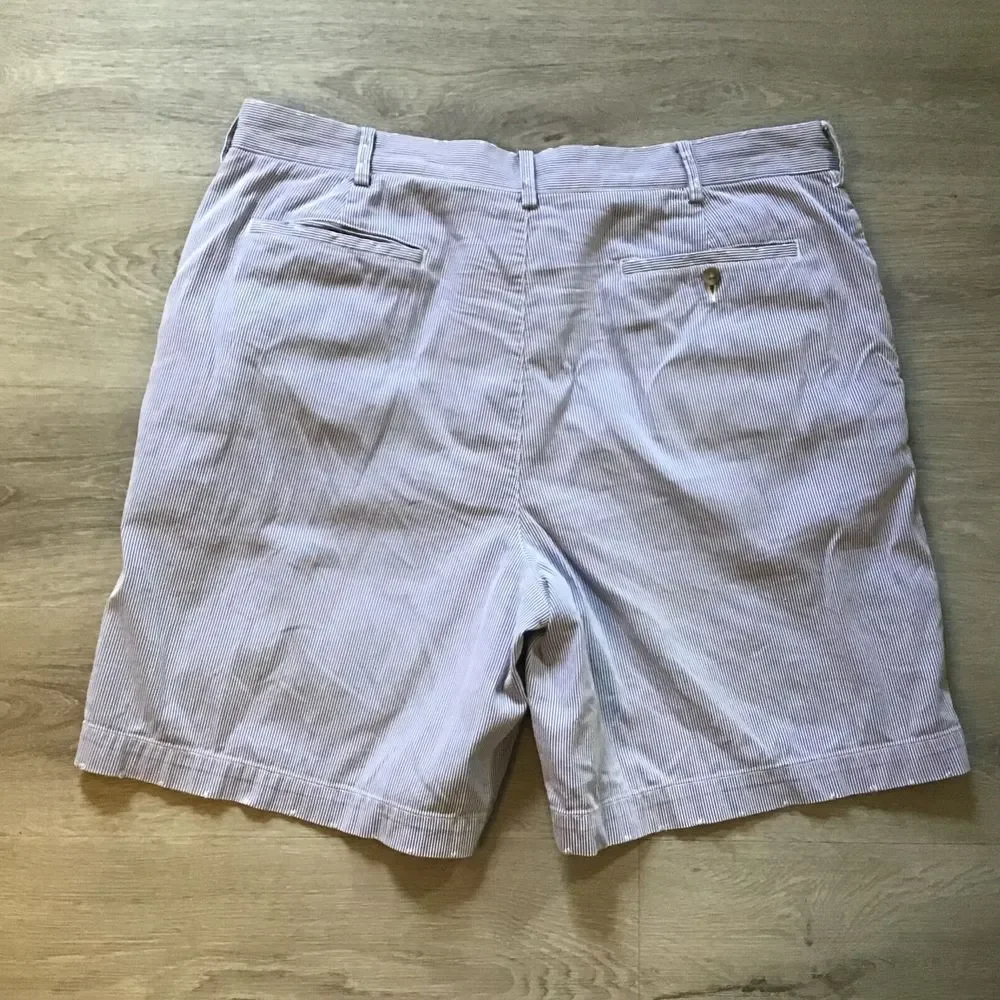 J CREW Flex Chino Blue & White Striped Seersucker Shorts Mens Size 38W‎ Summer